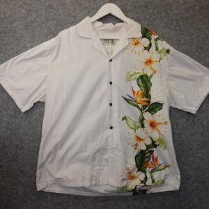 Vintage White Hawaiian Shirt Men XL Tropical Hibiscus Camp Collar KYs Resort USA